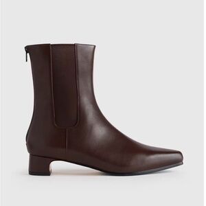 Quince Italian Leather Kitten Heel Ankle Boots Brown 9 READ